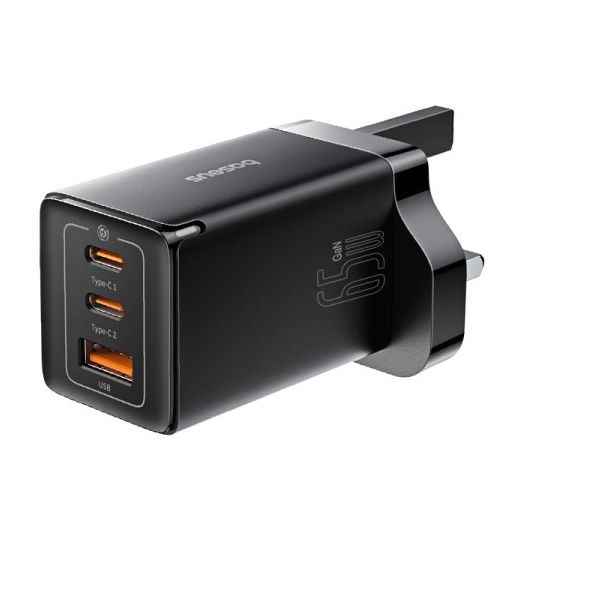 Baseus Charger Wall 65W USB-Cx2/USB-A UK+100W USB-C Cable Black