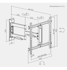 Brateck TV Mount 40x40 Turn 2-Arm 51cm Ext LPA76-443