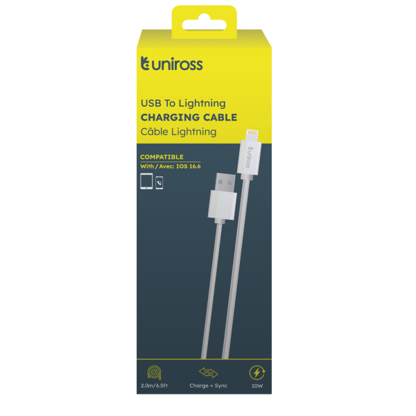 Uniross Cable USB-A to Lightning USB Cable 2.0m UCA003