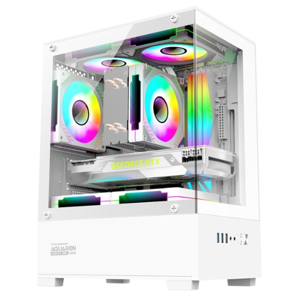 Armaggeddon Gaming Case M-ATX AQUARON Duplex ONE White + 3xARGB