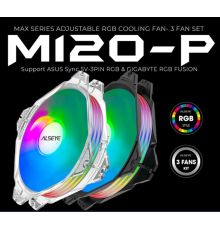 ALSEYE M120P KIT 4pin PWM + 3pin Adjustable RGB Fans Aura Compatible Black