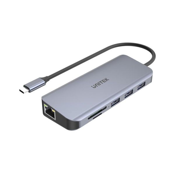 Unitek D1026B USB-C Hub with Dual Display HDMI-VGA, Lan and PD