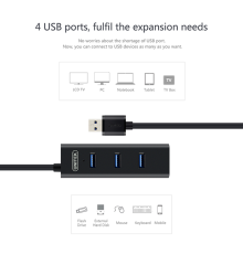 Unitek Y-3089 USB 3.0 Hub 4 ports|armenius.com.cy