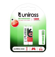 Uniross AAA 1000 Hybrio Rechargeable Batteries 2Pcs