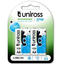 Uniross AA 2700 NiMH Rechargable Batteries 4 Pcs| Armenius Store