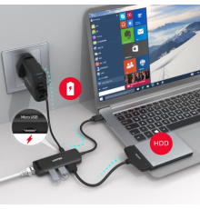 Unitek H1111A Type-A Hub 3x USB3.0 Gb/Power Port| Armenius Store