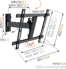 Vogels W52070 Wall Support 1 arm 32-55' Black| Armenius Store