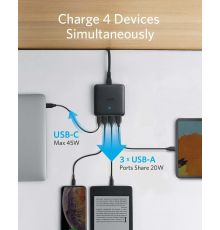 Anker PowerPort Atom III Slim Charger 4 Ports 65 Watt