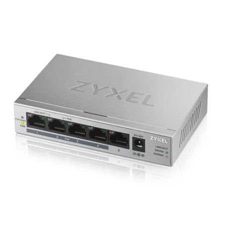 Zyxel 5 Port Gigabit PoE Switch, 4 x PoE, 60W GS1005-HP