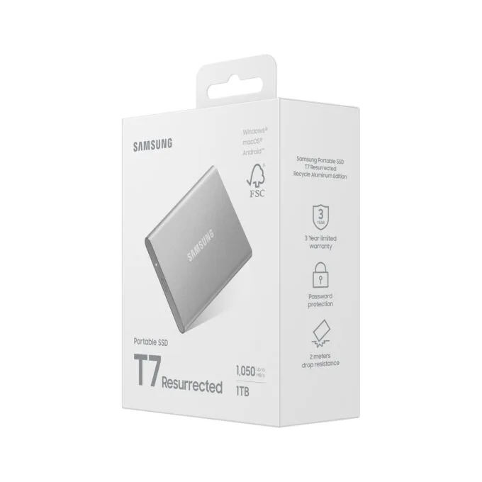 1TB Samsung Portable SSD T7 Resurrected USB-C 3.1 (10Gb ?s) Silber externe Festplatte SSD — image 3