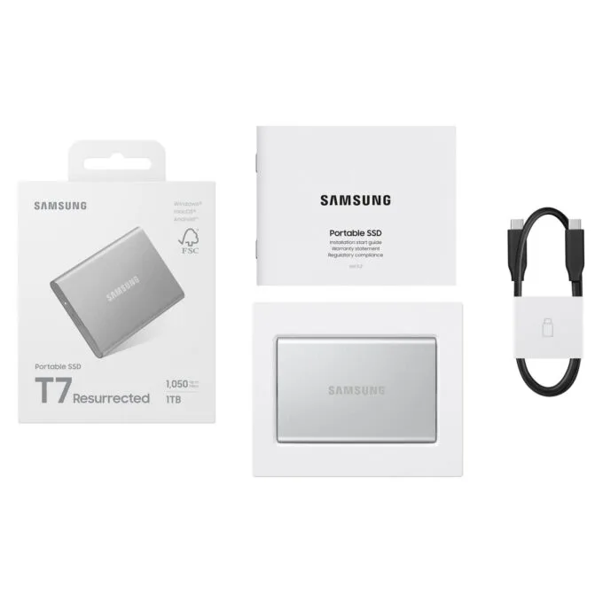 1TB Samsung Portable SSD T7 Resurrected USB-C 3.1 (10Gb ?s) Silber externe Festplatte SSD — image 4