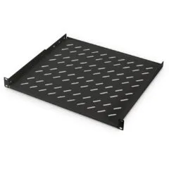 1U Perforated Rack Shelf - Black RAL 9005 - 400x44 mm, 15 kg load