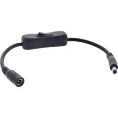 26906G 0.2m DC CABLE W SWITCH, DC MALE FEMALE 5.5X2.5MM, AWG 18, BLACK INLINE