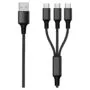 2GO 3in1 USB Ladekabel USB Type-C Nylon 1.5m schwarz