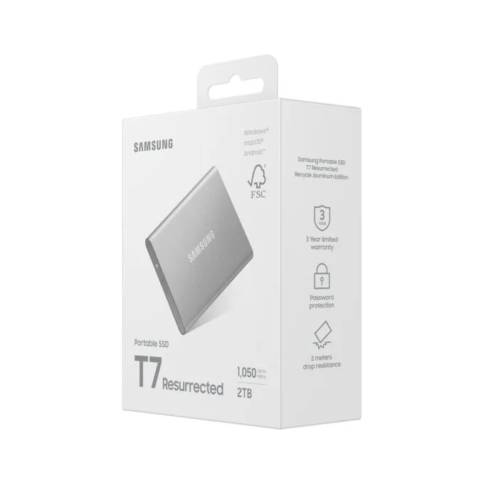 2TB Samsung Portable T7 Resurrected USB-C 3.1 (10Gb ?s) Silber externe Festplatte SSD — image 3