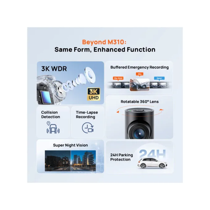 70mai M310 Plus 3k Dash Cam - 3k resolution 2880x1620P, 300mAh — image 2