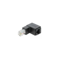 Adapter RJ-45 Cat.6 plug to socket, angled at 90° below