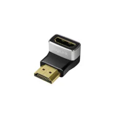 AH0005A HDMI ADAPTER A M TO A F, 90° ANGLED, 8K 60 HZ, BLACK GREY LOGILINK