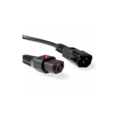 AK5033 1m C13 LOCKABLE TO C14 POWER EXTENTION CABLE BLACK IEC LOCK