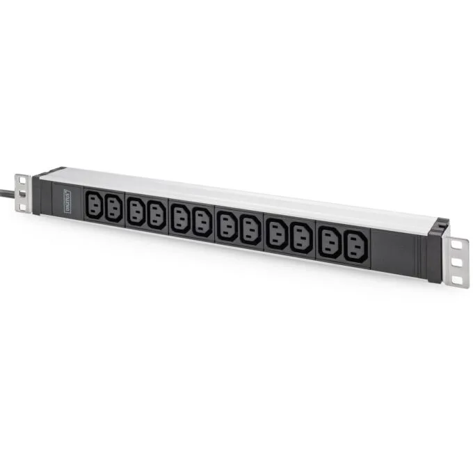 Aluminium 1U PDU with 12x C13 outlets, 16A, 230V, 50/60Hz - DIGITUS — image 1
