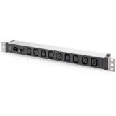 Aluminium PDU Socket Strip 1U - Digitus - 9x C13, 230V/10A, 50/60Hz