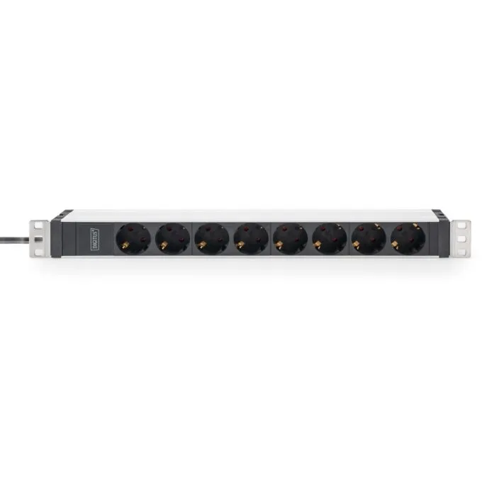 Aluminum 1U PDU with 8 Schuko outlets, 230V 16A, 2 m cable - Rack-mount, 19-inch width, 1U height — image 2