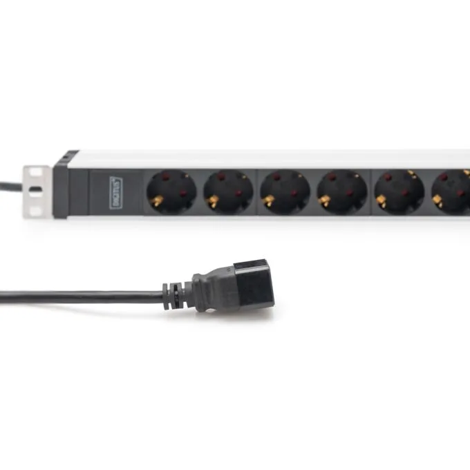 Aluminum 1U PDU with 8 Schuko outlets, 230V 16A, 2 m cable - Rack-mount, 19-inch width, 1U height — image 3