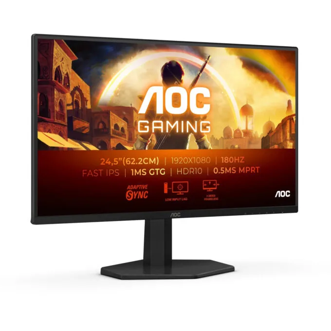 AOC 25G42E 24.5in FHD IPS Gaming Monitor - 25G42E - Black/Red, 180Hz, 1ms, G-SYNC, HDMI 2.0, DP 1.4 — image 3