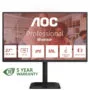 AOC 27E4U - 27-inch FHD IPS Monitor, 120Hz, 4ms GTG, HDMI/DP/VGA, 4x USB-A Hub, Height/Swivel/Pivot, Black