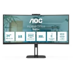 AOC 34'' Curved Monitor CU34V5CW BK - 1000R VA, UWQHD 3440x1440, USB-C/HDMI/DP