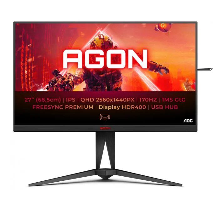 AOC AG275QXN - 27in QHD VA Gaming Monitor, 2560x1440, 170Hz, 1ms, DisplayHDR400, Black/Red — image 1