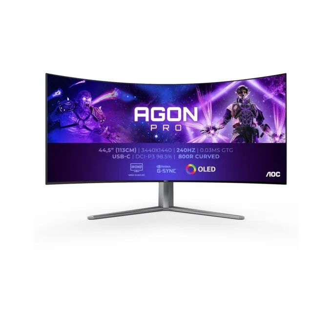 AOC AGON PRO AG456UCZD - 45" Curved OLED UWQHD (3440x1440), 240Hz, 0.03ms, HDR10, USB-C PD 90W - Black — image 1