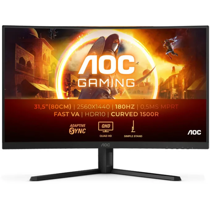 AOC CQ32G4VE - 31.5" QHD Curved Gaming Monitor, 1500R, 180Hz, 1ms GTG, HDR10 — image 1