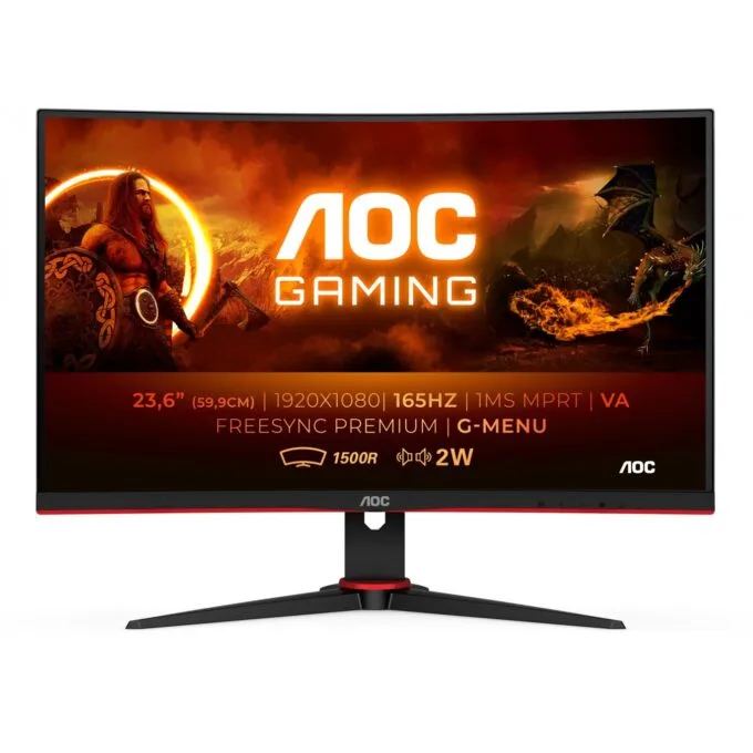 AOC Gaming C24G2AE - C24G2AE - 23.6" FHD 1920x1080, 165Hz, 1ms, VESA, Speakers, Red Black — image 1