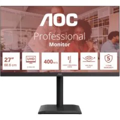 AOC Monitor - U27E4CV - 27 inch Ultra HD. Speakers. (3840x2160, 60 Hz, 2x HDMI 2.0, DisplayPort 1.4, USB-C (90W PD), RJ45)