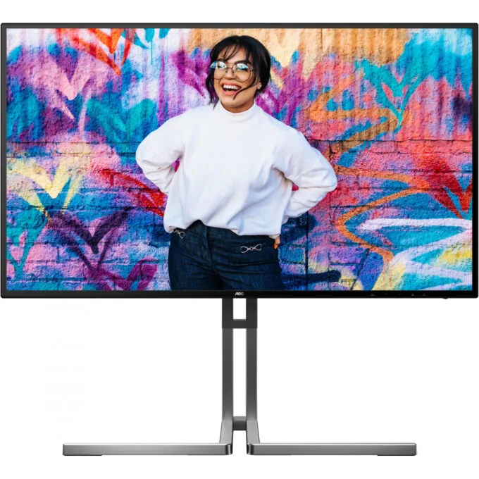 AOC U27U3CV 4K Nano IPS Monitor - U27U3CV - Black, 27 inch, 3840x2160, 60 Hz, HDR400, USB-C PD 96 W, 2x HDMI 2.0, DP 1.4 — image 2