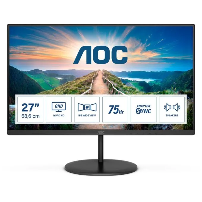 AOC V4 - Q27V4EA - 27-inch QHD IPS, 2560x1440, 4ms GTG, DP/HDMI, VESA, Built-in Speakers, Black — image 1
