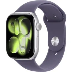 Apple Watch S11 Aluminium 46mm Silber (Sportarmband nebelviolett) M L