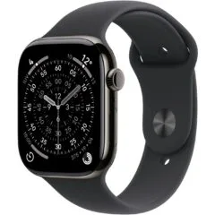 Apple Watch S11 Titan Schiefer Cellular 42mm (Sportarmband schwarz) M L