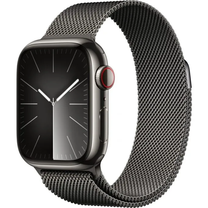 Apple Watch S9 Cellular Stainless Steel 41mm Graphite Milanese Band - NEW — image 1
