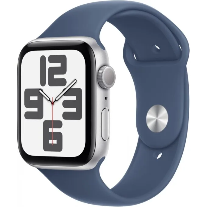 Apple Watch SE GPS 44mm Silver Aluminium Case with Denim Sport Band - S/M — image 1