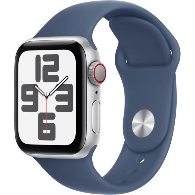 Apple Watch SE GPS + Cellular 40mm Silver Aluminium Case with Denim Sport Band - M/L — image 1