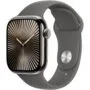 Apple Watch Series 10 - 42mm Natural Titanium Case, Stone Grey Sport Band, GPS + Cellular, Size M/L