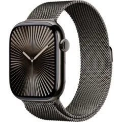 Apple Watch Series 10 46mm Slate Titanium Case with Slate Milanese Loop - GPS + Cellular, S/M