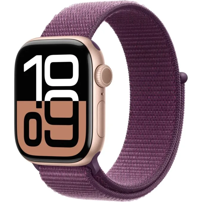 APPLE Watch Series 10 GPS 42mm Rose Gold Aluminium Case with Plum Sport Loop — image 1