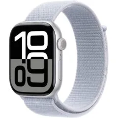 Apple Watch Series 10 GPS 46mm Silver Aluminum Case, Blue Cloud Sport Loop - watchOS