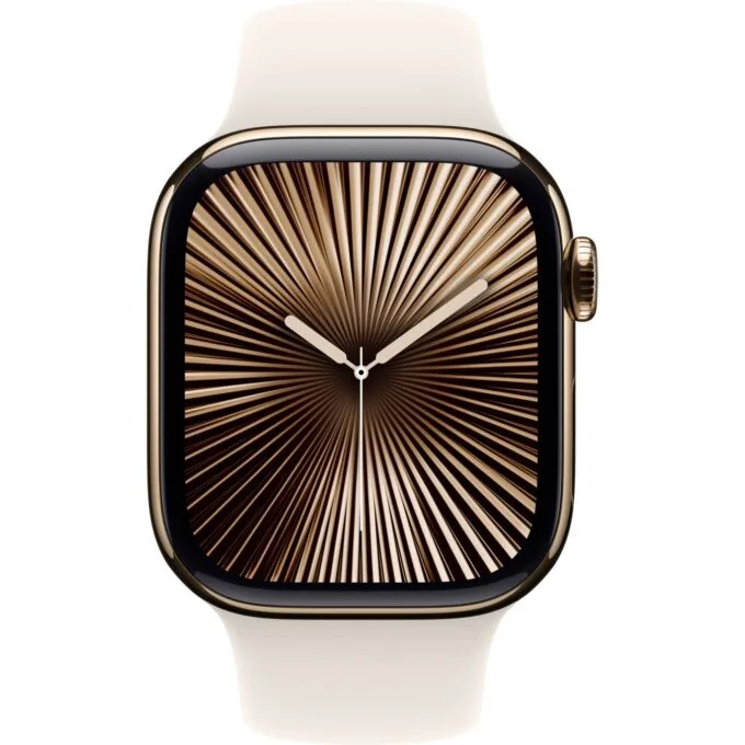 Apple Watch Series 10 GPS + Cellular 42mm Gold Titanium Case, Starlight Band - M/L - 64 GB, LTE, watchOS 11 — image 2