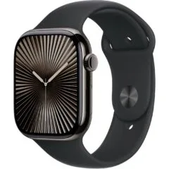 Apple Watch Series 10 GPS + Cellular 46mm Slate Titanium Case with Black Sport Band - Size S/M