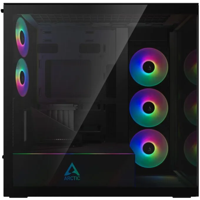 Arctic Xtender (Black) Mirror Black Window PC Case with Vertical GPU Mount - Midi Tower, E-ATX — image 4