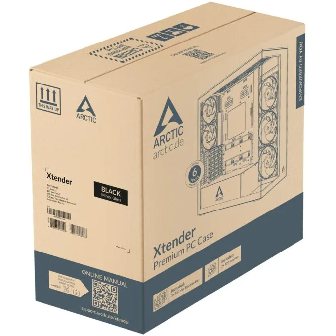 Arctic Xtender (Black) Mirror Black Window PC Case with Vertical GPU Mount - Midi Tower, E-ATX — image 9